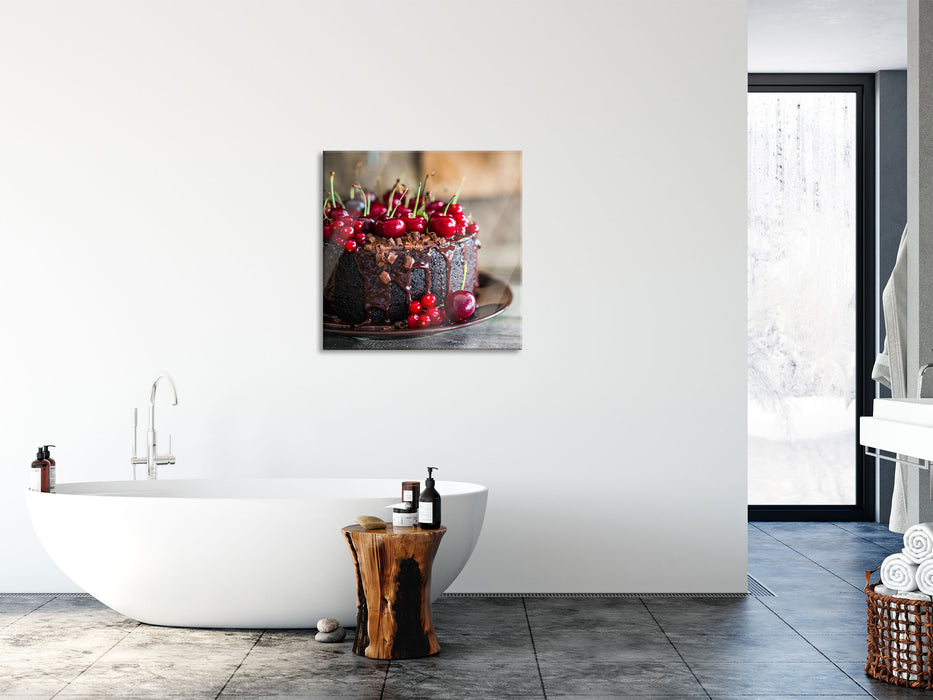 Himmlische Schokoladentorte, Glasbild Quadratisch