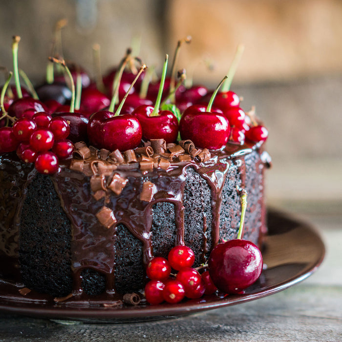 Himmlische Schokoladentorte, Glasbild Quadratisch