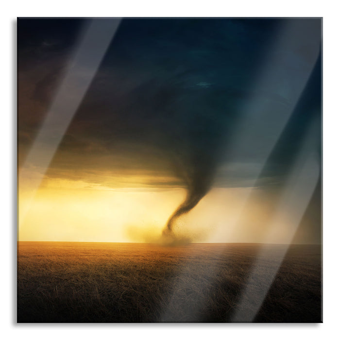 Pixxprint Naturgewalt Tornado, Glasbild Quadratisch