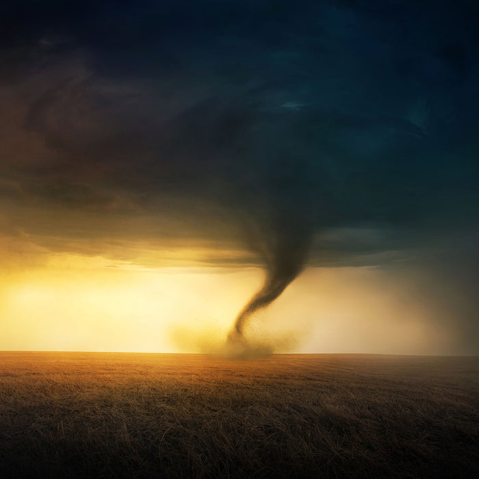 Naturgewalt Tornado, Glasbild Quadratisch