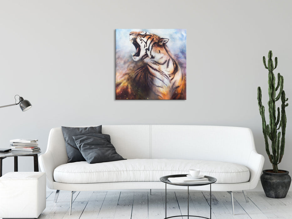 Gemälde eines Tigers, Glasbild Quadratisch