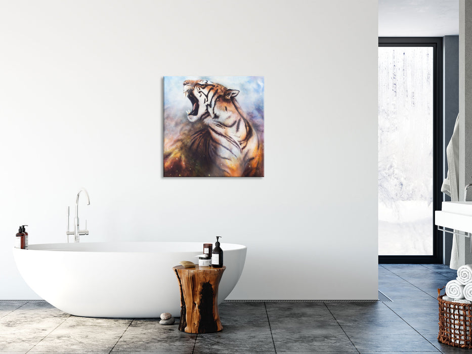 Gemälde eines Tigers, Glasbild Quadratisch