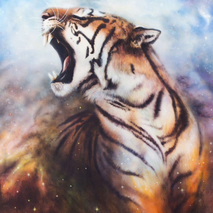 Gemälde eines Tigers, Glasbild Quadratisch