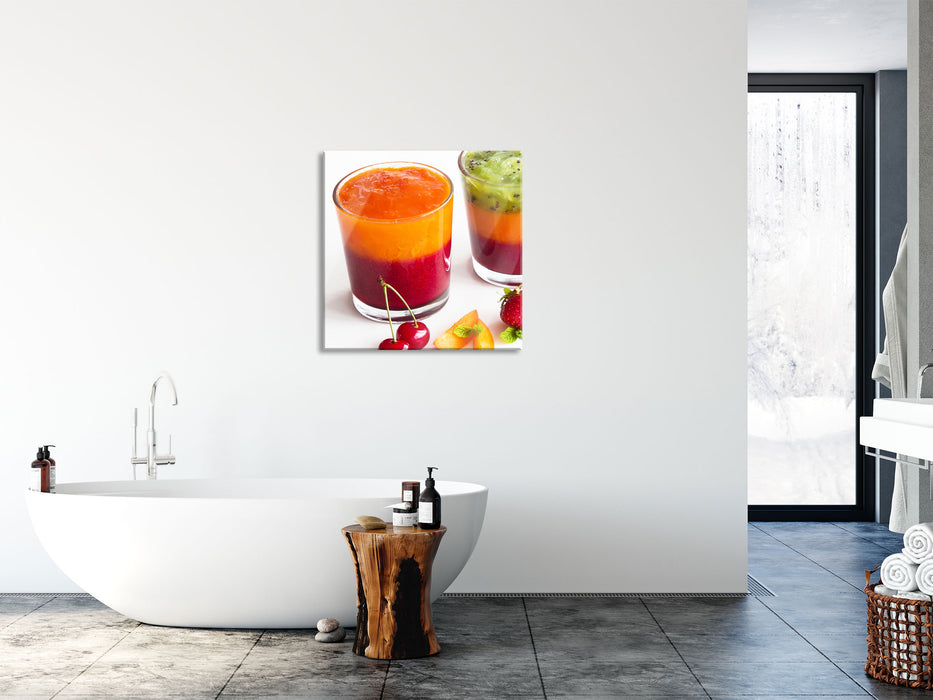 Gesunde Fruchtsmoothies, Glasbild Quadratisch