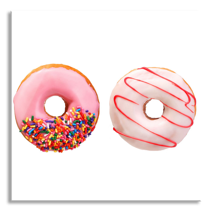 Pixxprint Glasierte Donuts, Glasbild Quadratisch