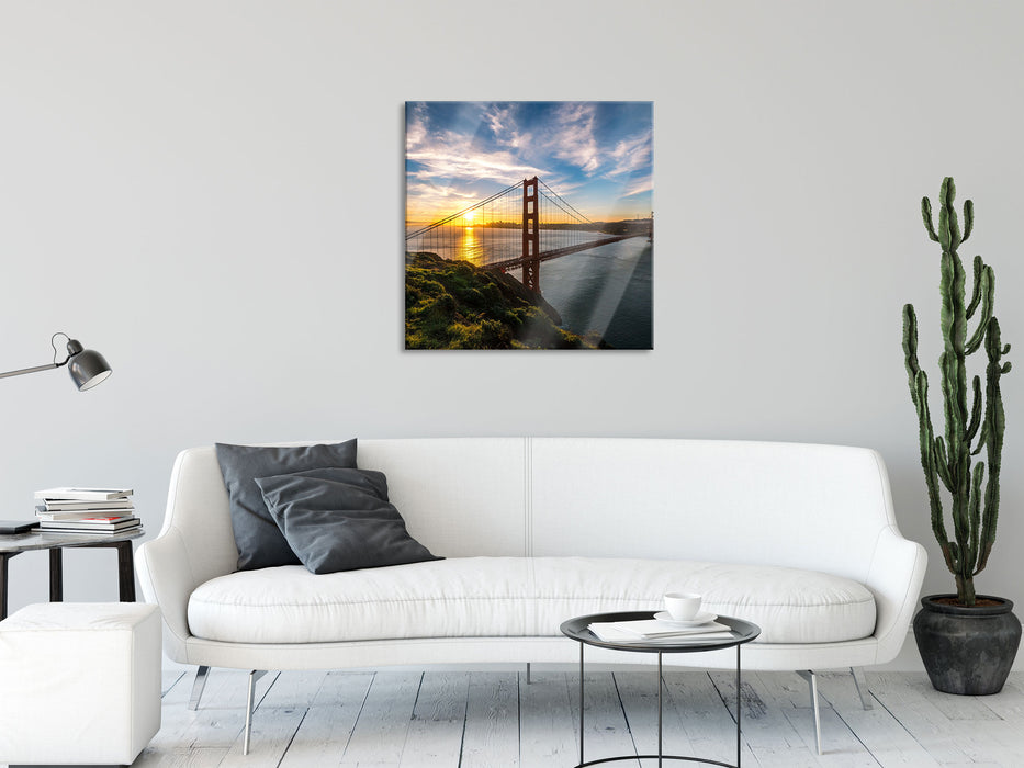 Golden Gate Bridge, Glasbild Quadratisch