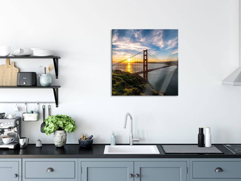 Golden Gate Bridge, Glasbild Quadratisch