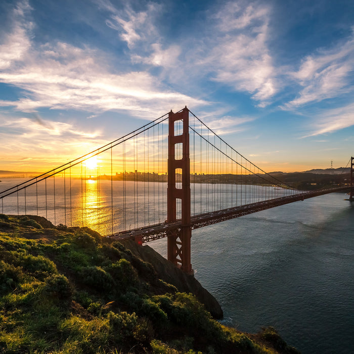 Golden Gate Bridge, Glasbild Quadratisch