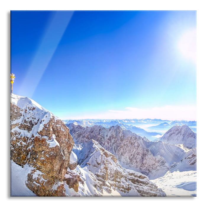 Pixxprint Zugspitze im Sonnenlicht, Glasbild Quadratisch