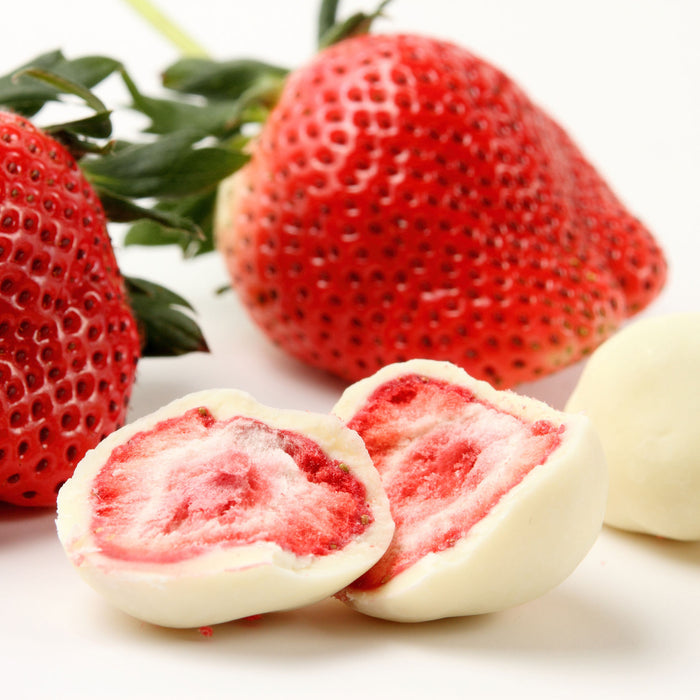 Erdbeeren mit Schokolade umhüllt, Glasbild Quadratisch