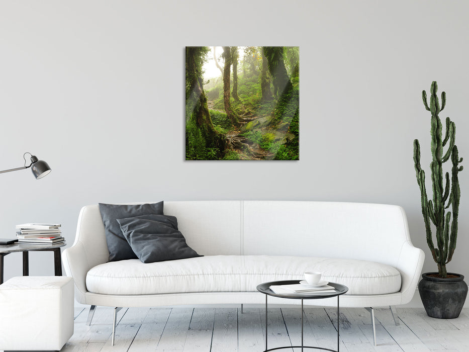 Tropischer La Selva Dschungel, Glasbild Quadratisch