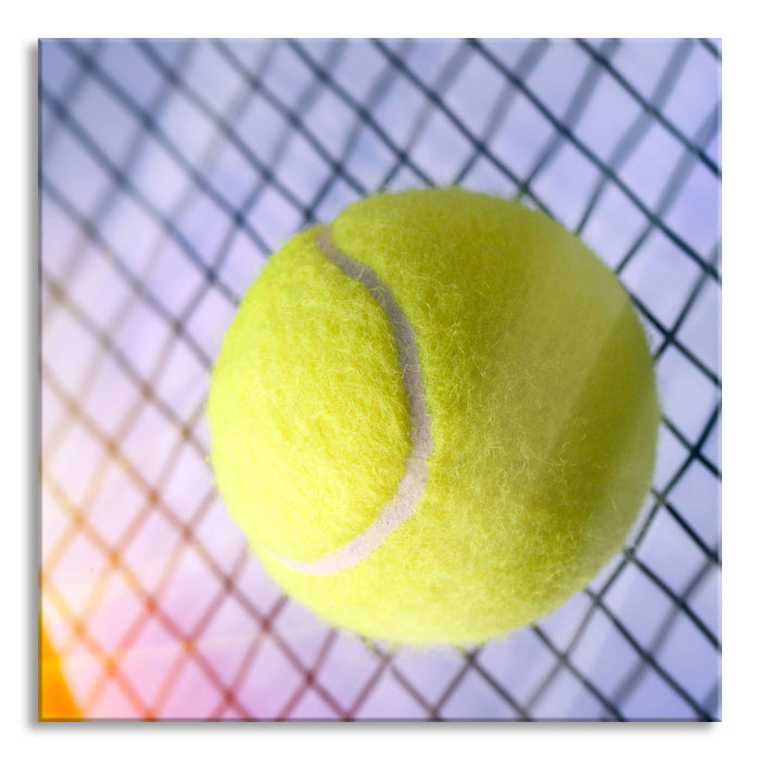 Pixxprint Tennisschläger Tennisball, Glasbild Quadratisch