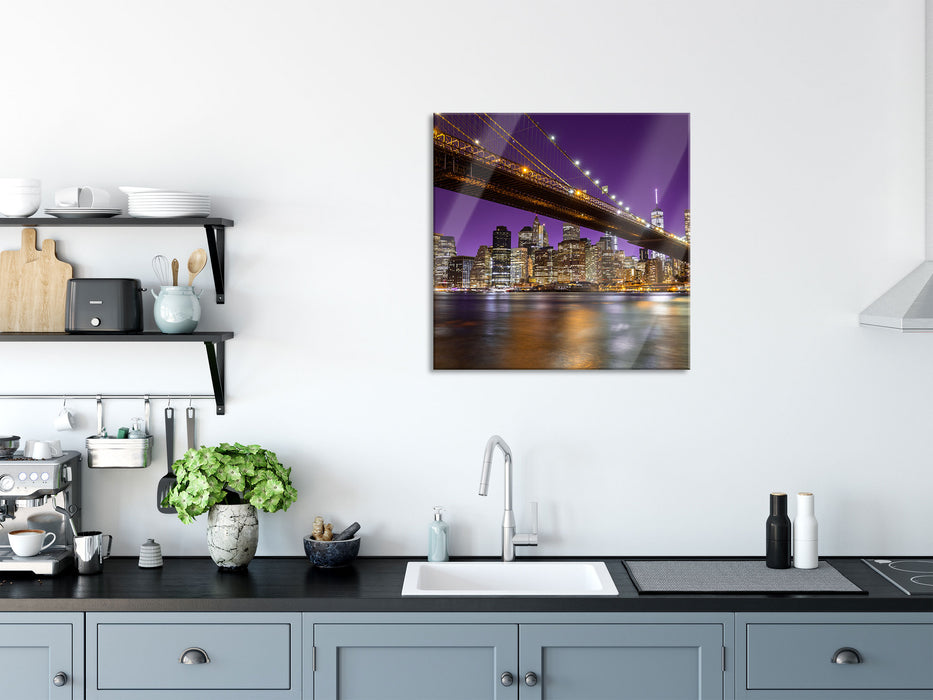 Skyline von Manhattan, Glasbild Quadratisch