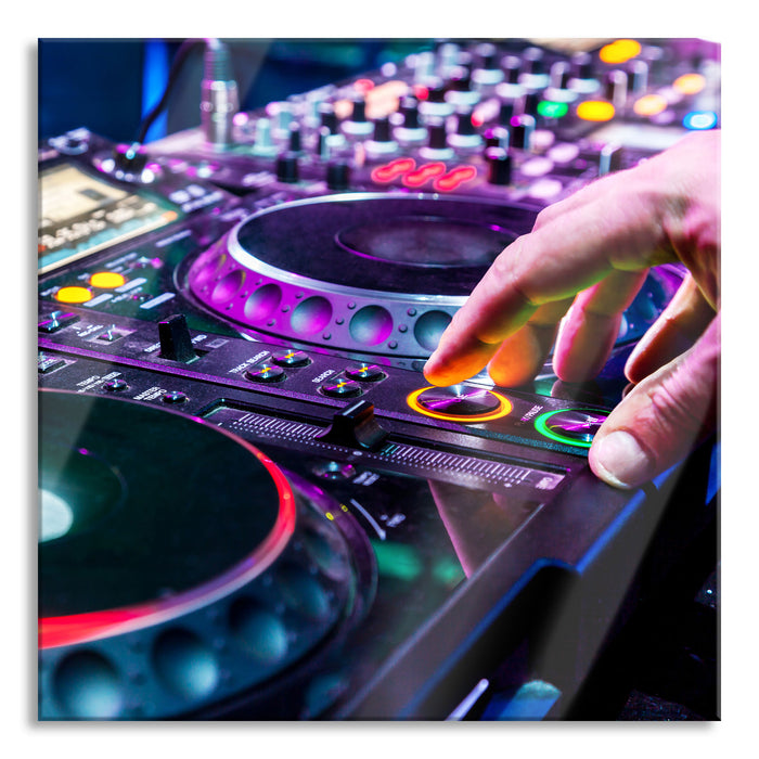 Pixxprint Modern beleuchteter DJ Pult, Glasbild Quadratisch