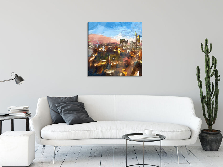 Frankfurt am Main Skyline, Glasbild Quadratisch