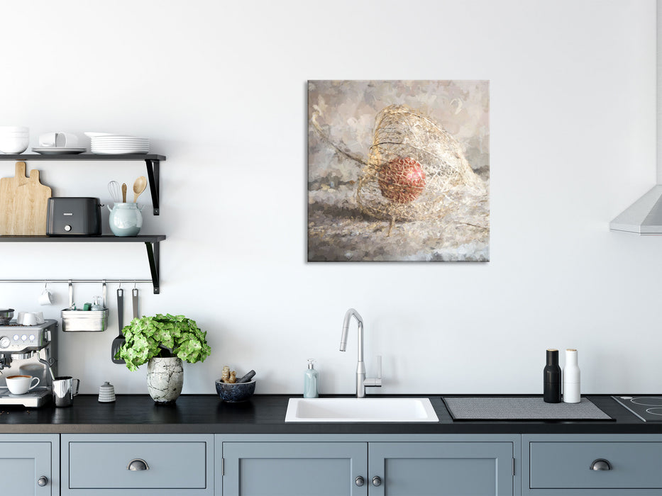 Physalis, Glasbild Quadratisch