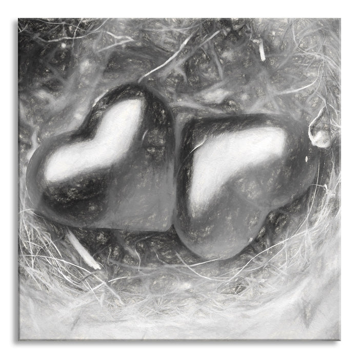Pixxprint zwei Herzen, Glasbild Quadratisch