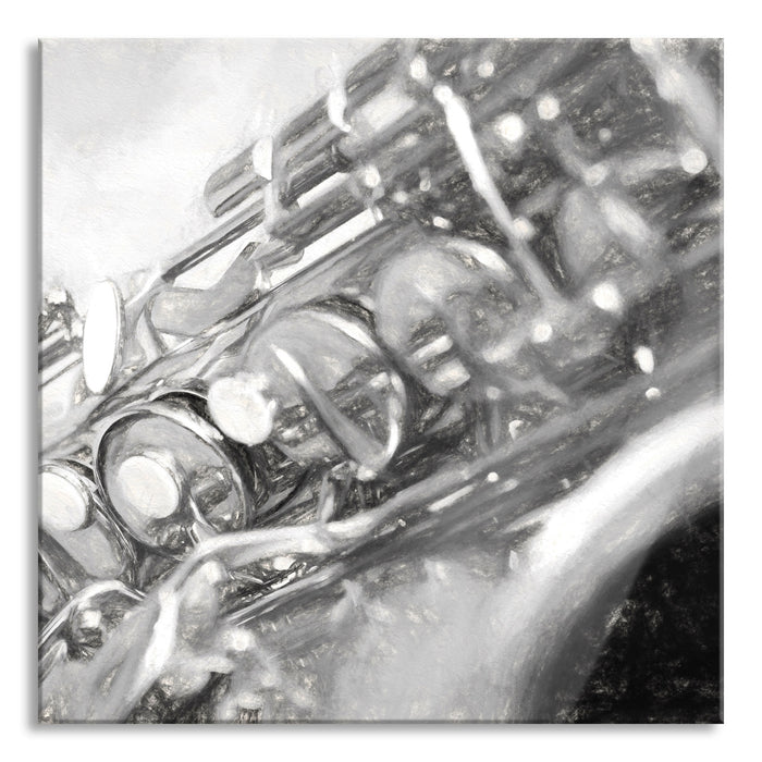 Saxophon, Glasbild Quadratisch