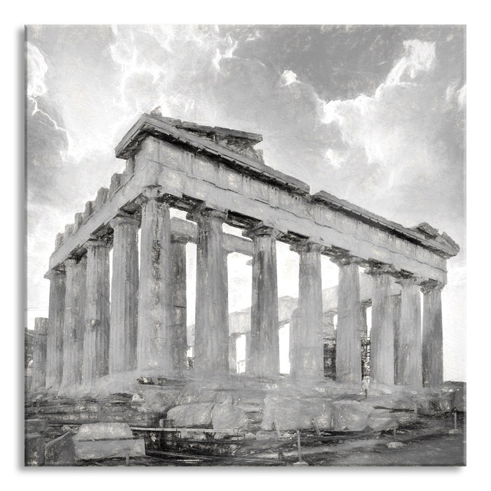 Akropolis in Athen, Glasbild Quadratisch