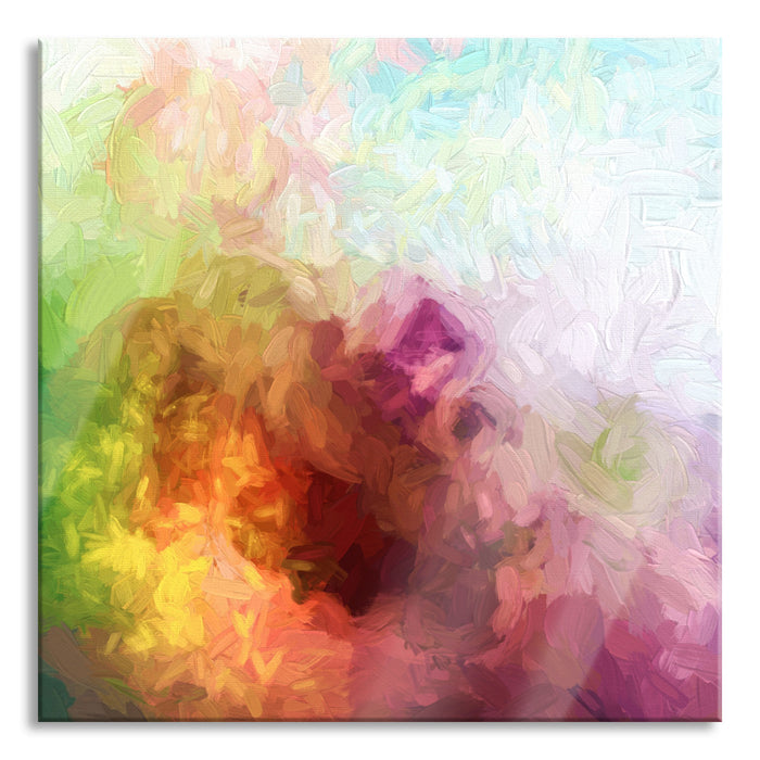 abstrakte bunte Wasserfarben, Glasbild Quadratisch