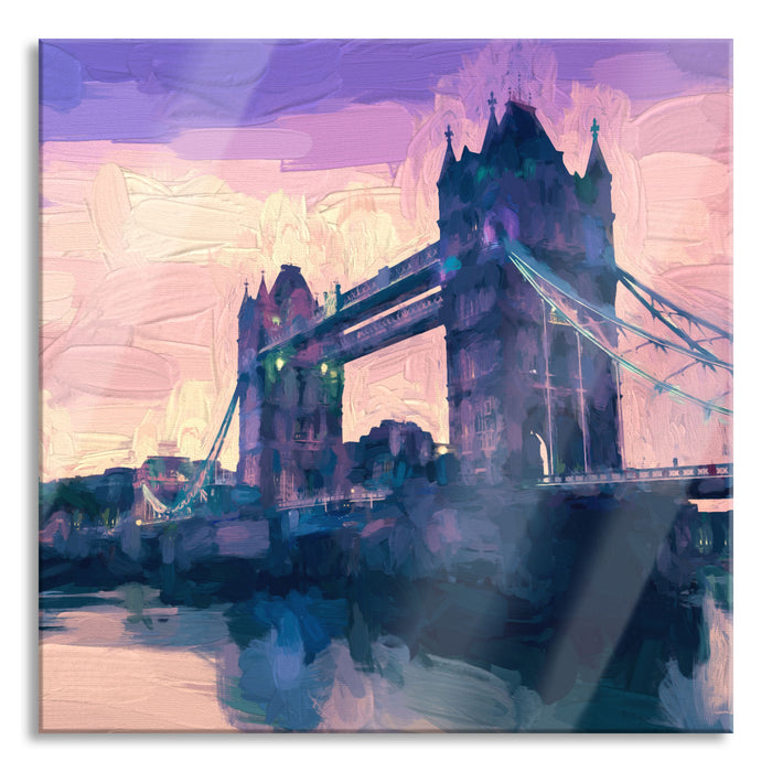 Tower Bridge in London, Glasbild Quadratisch