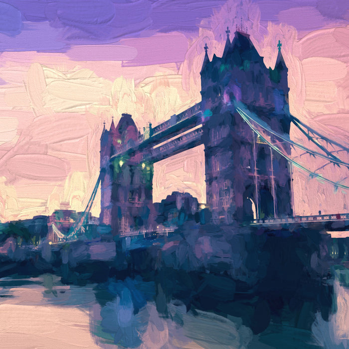 Tower Bridge in London, Glasbild Quadratisch