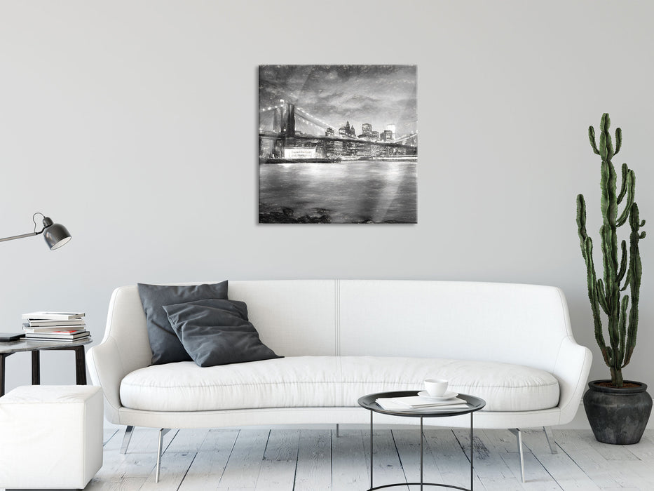 Skyline New York, Glasbild Quadratisch