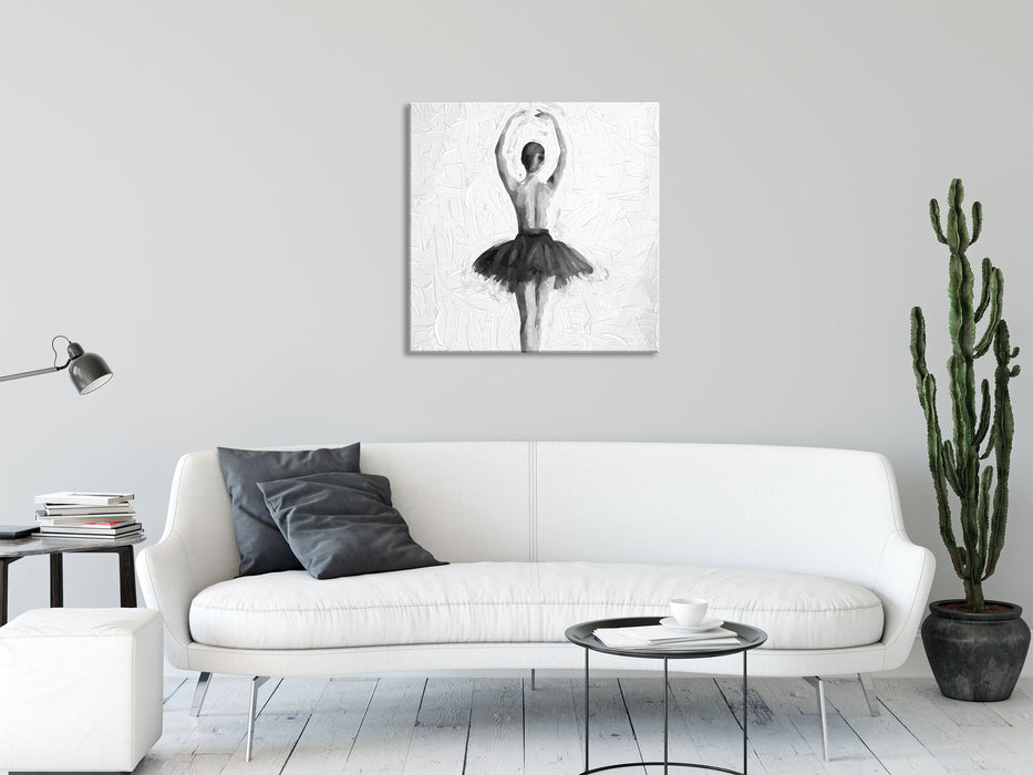 Ballerina mit nackten Oberkörper, Glasbild Quadratisch