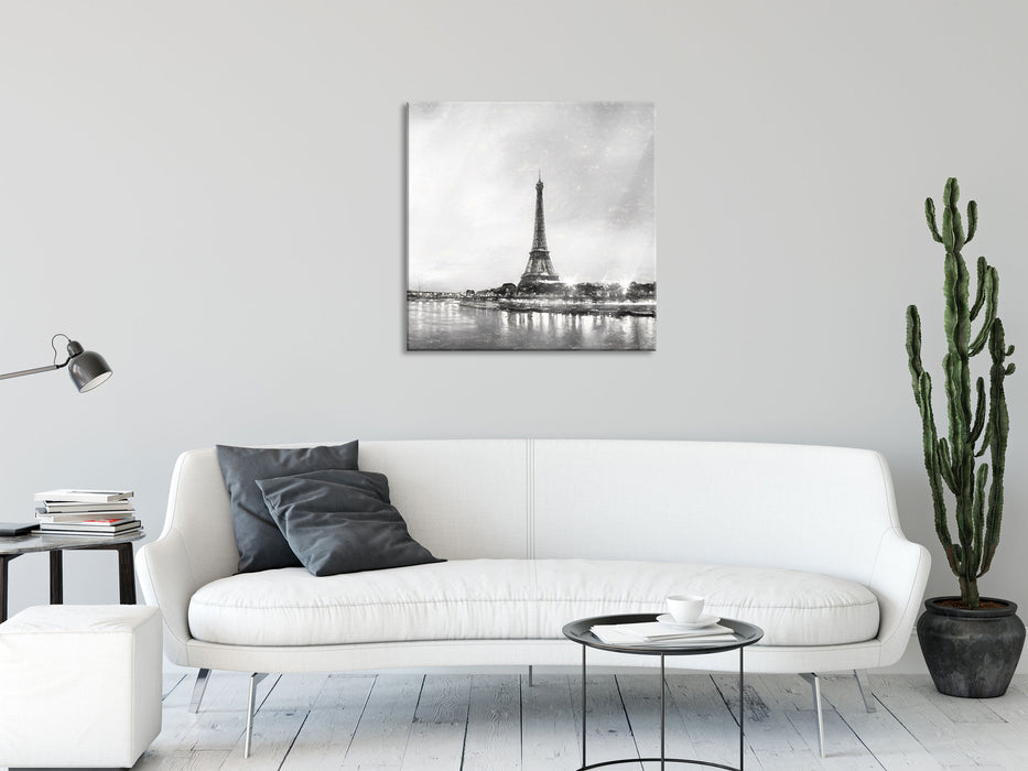 Eifelturm Paris bei Nacht, Glasbild Quadratisch