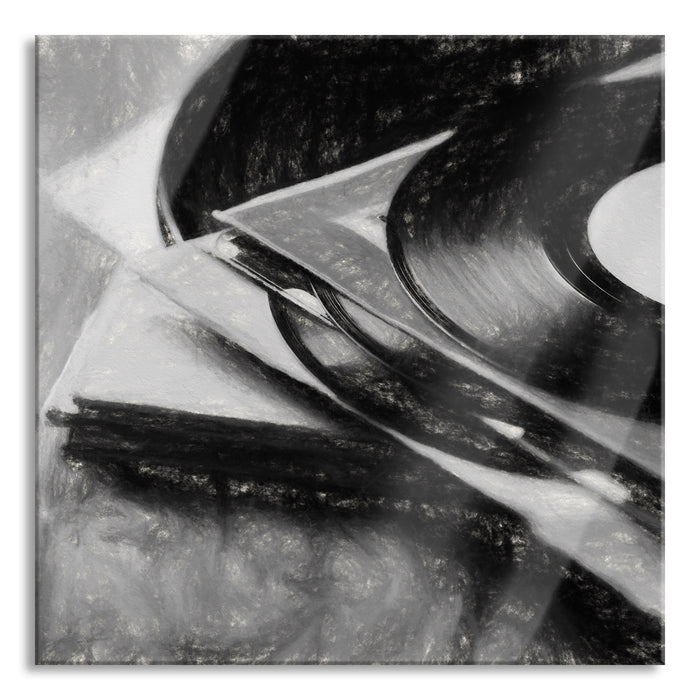 Schallplatten, Glasbild Quadratisch