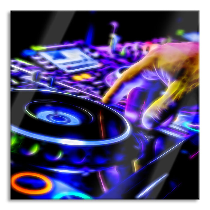 Pixxprint DJ Plattenteller Cool Music, Glasbild Quadratisch