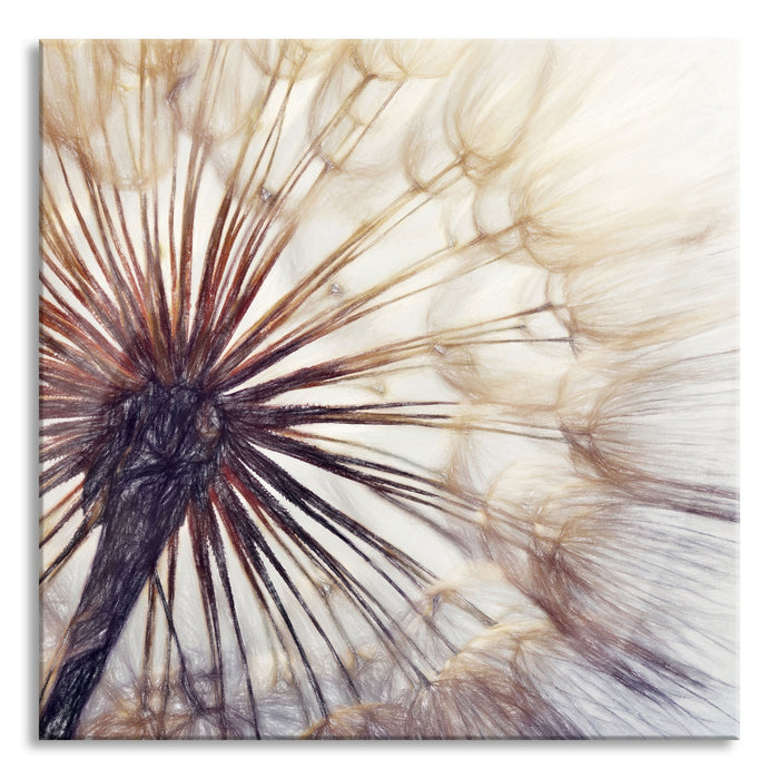 Pixxprint Schöne Pusteblume, Glasbild Quadratisch