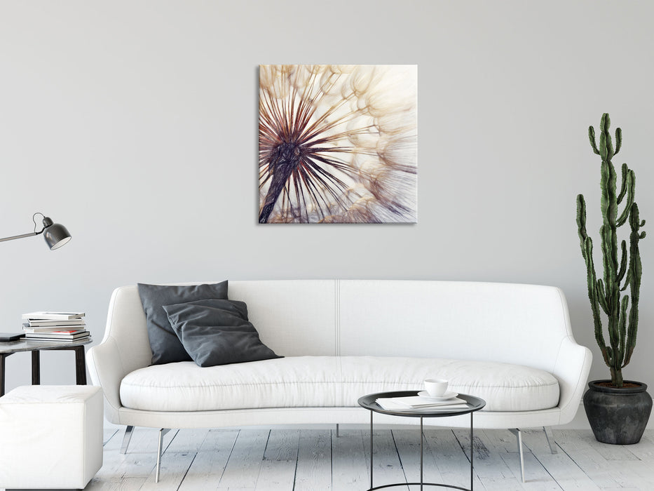 Schöne Pusteblume, Glasbild Quadratisch