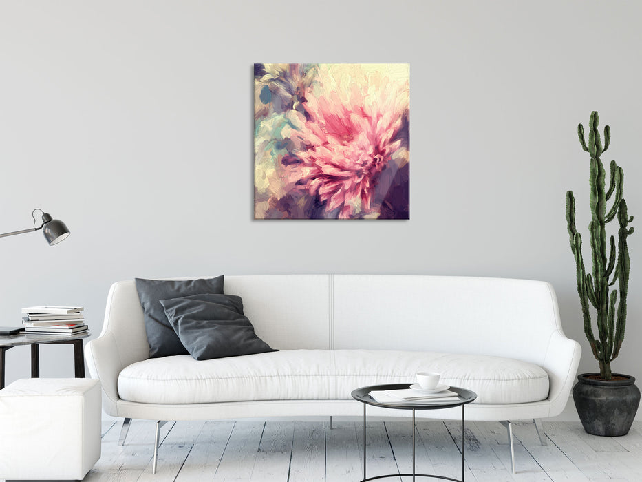 Romantische Blumen, Glasbild Quadratisch