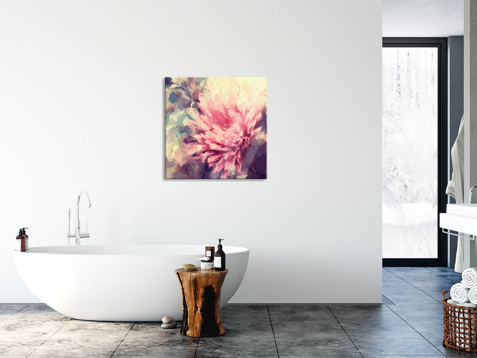 Romantische Blumen, Glasbild Quadratisch