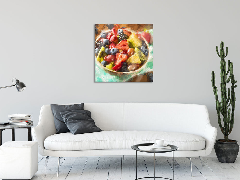 Gesunde Obstvielfalt, Glasbild Quadratisch