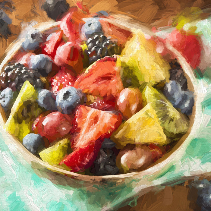 Gesunde Obstvielfalt, Glasbild Quadratisch