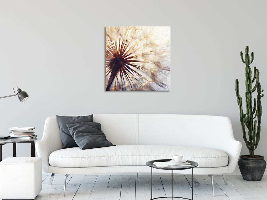 Schöne Pusteblume, Glasbild Quadratisch