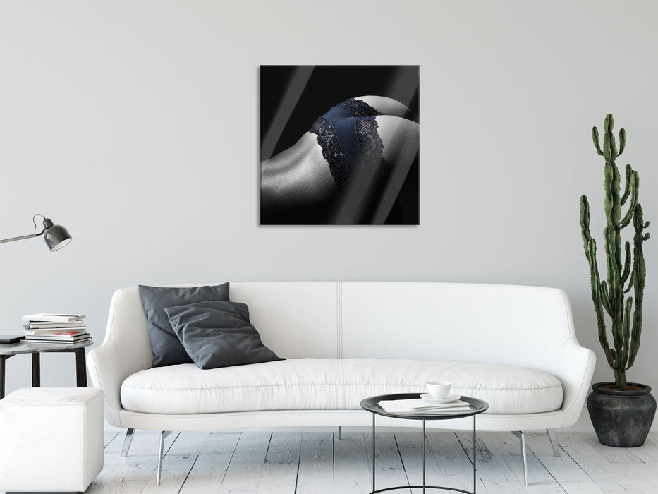 Heißer Frauenpo in sexy Dessous, Glasbild Quadratisch