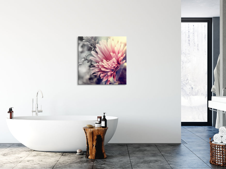 Romantische Blumen, Glasbild Quadratisch