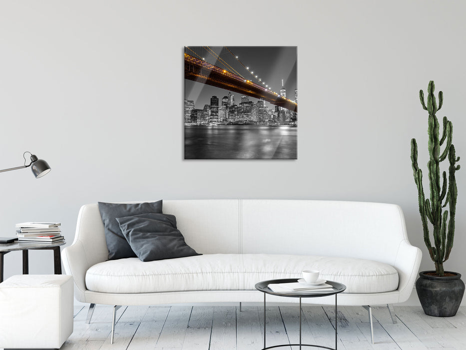 Skyline von Manhattan, Glasbild Quadratisch