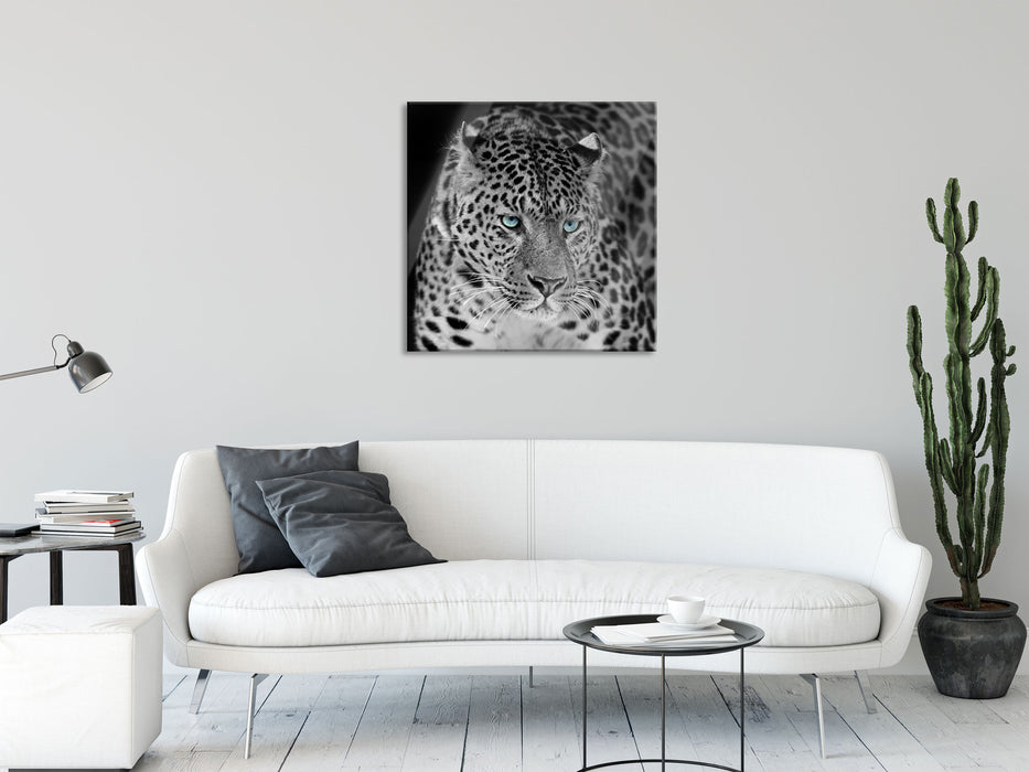 Prächtiger Leopard, Glasbild Quadratisch