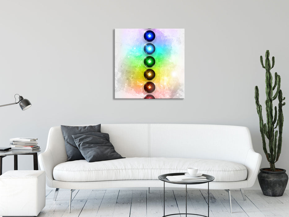 Chakra Eneregieelemente, Glasbild Quadratisch