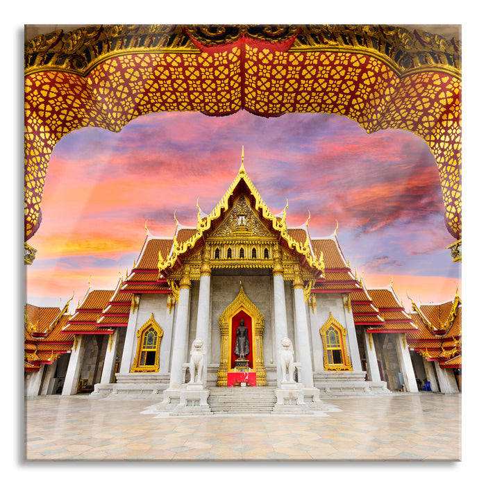 Pixxprint Marmortempel von Bangkok, Glasbild Quadratisch
