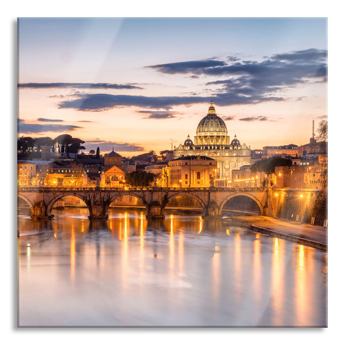 Pixxprint der Basilika St. Peter in Rom, Glasbild Quadratisch