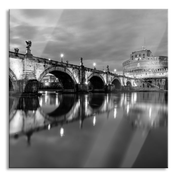 Nachtansicht von S. Angelo-Brücke, Glasbild Quadratisch