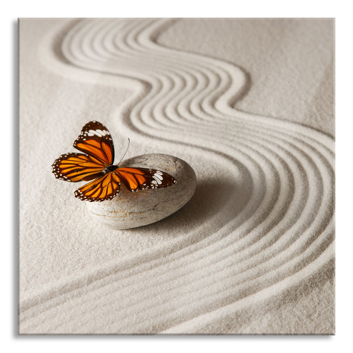 Pixxprint Zen Schmetterling, Glasbild Quadratisch