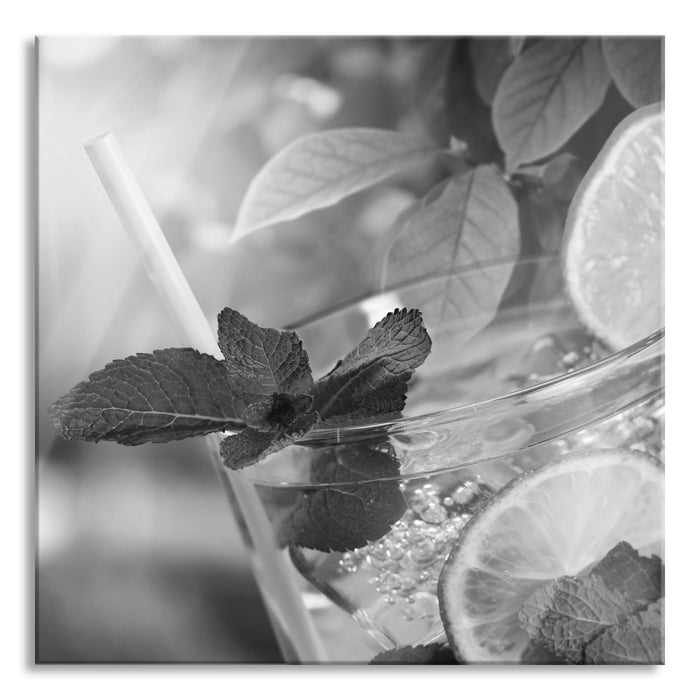 Pixxprint Erfrischender Mojito Cocktail, Glasbild Quadratisch