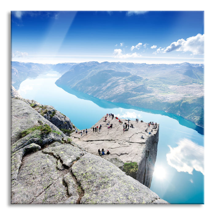 Preikestolen Lysefjord Norwegen, Glasbild Quadratisch