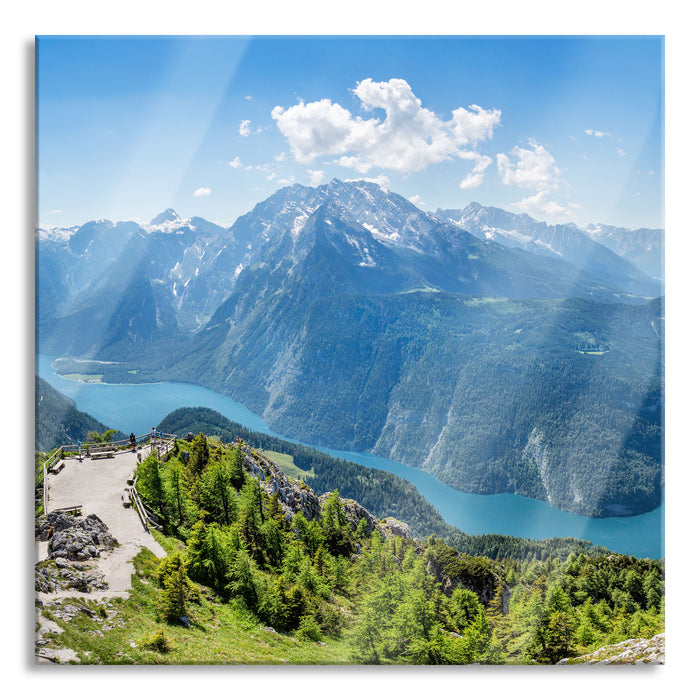 Pixxprint Königssee in Bayern, Glasbild Quadratisch